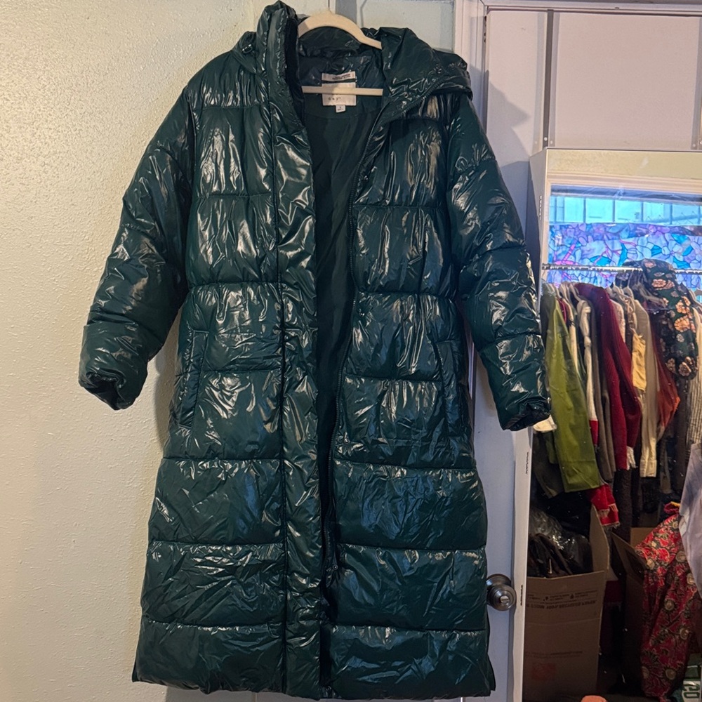 Puffer Coat long  in Deep Green